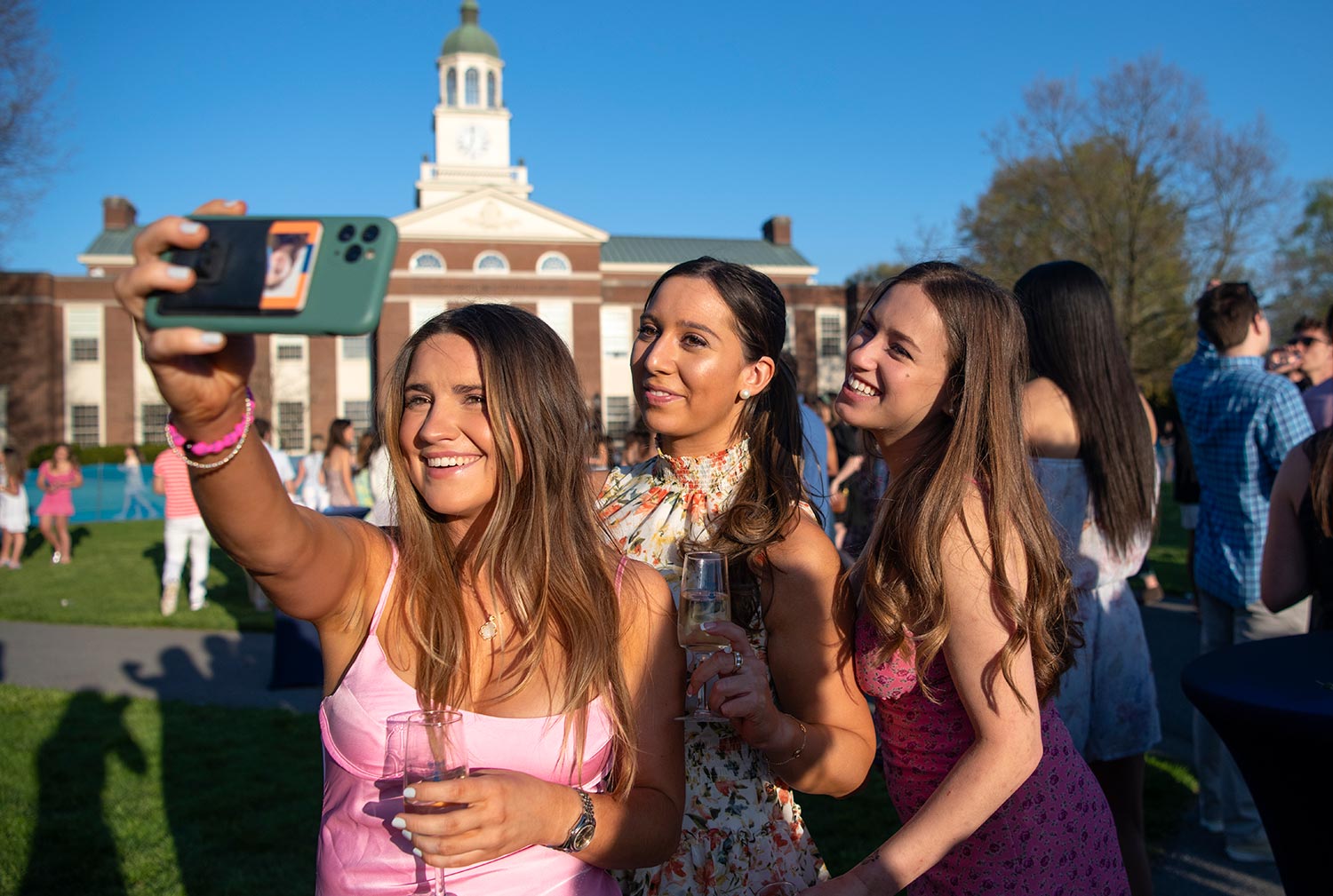 Members of the Class of 2022 snap a memory on campus at Senior Sunset