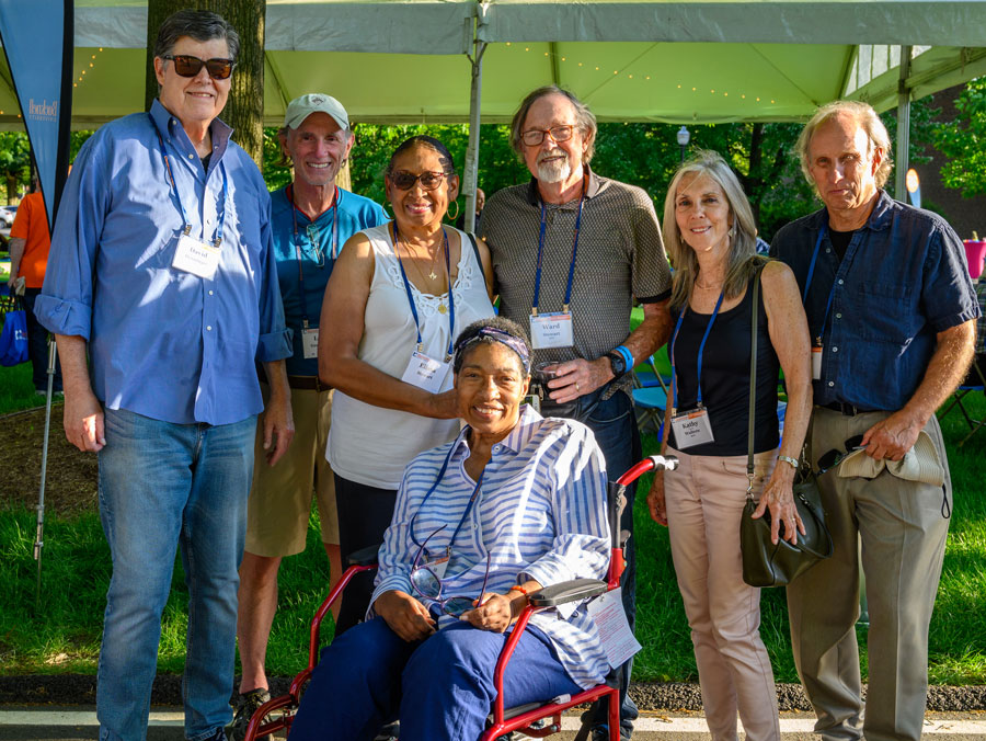 group of people taking a picture together at a Bucknell reunion