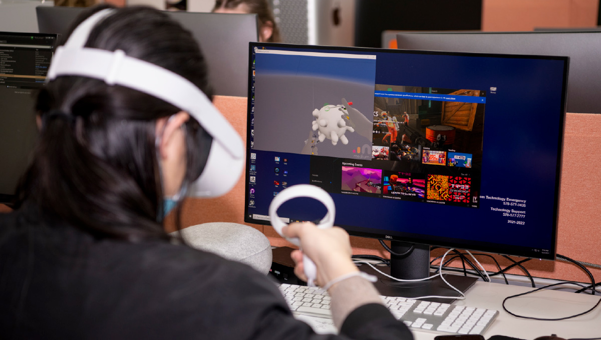 student using vr