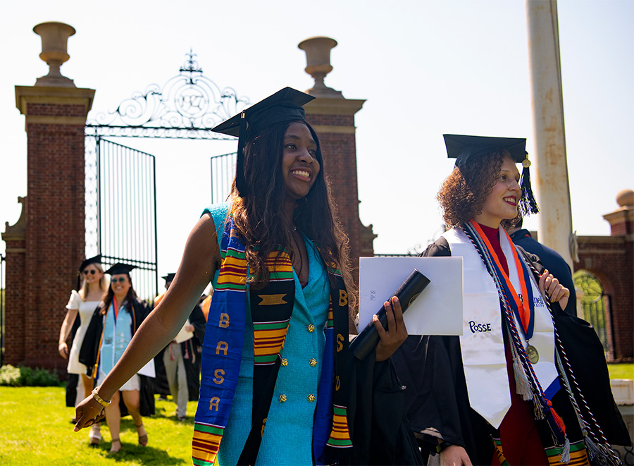 Graduates of the Class of 2020 exit the Christy Mathewson Gates