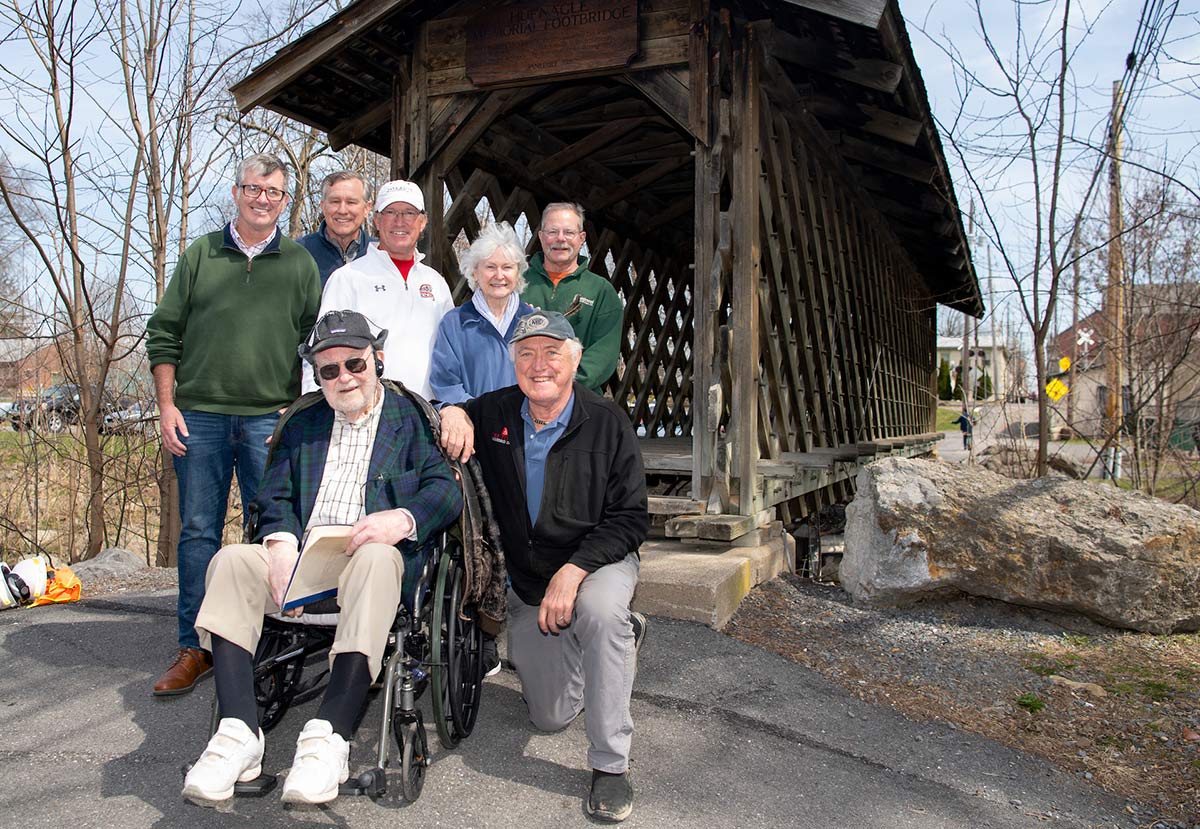 Front: Robert J. Brungraber G’05, Ben Brungraber P’05 Rear: Patrick McNierney ’83, Brian Hassinger ’82, Randy Cassidy ’82, Miranda McGinnis, Jim Muffly ’82