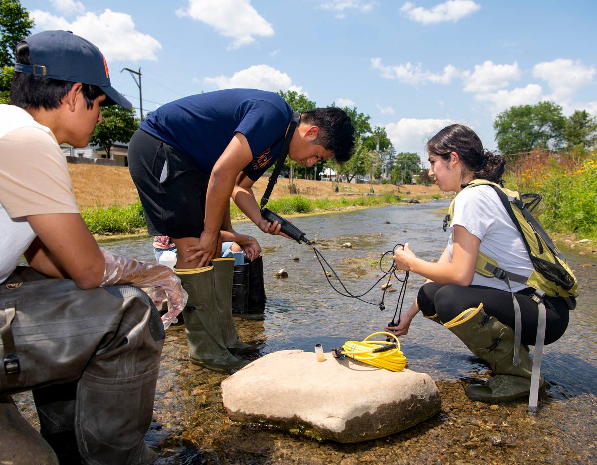 Jonathan Cabrera and Melanie Gamboa testing the waters of Bull Run