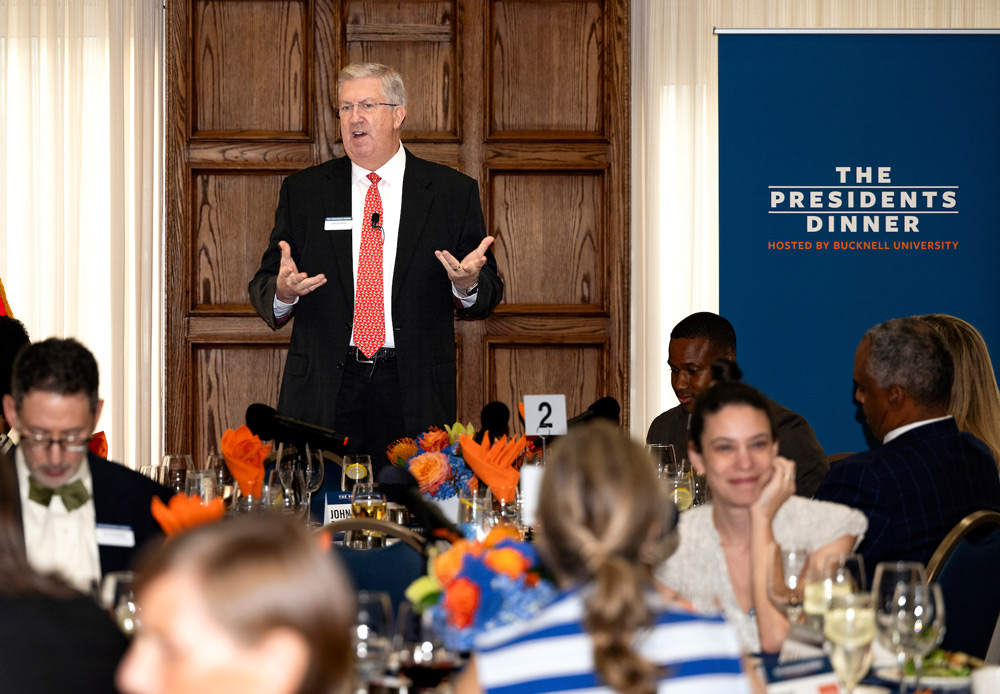 President John Bravman giving speech