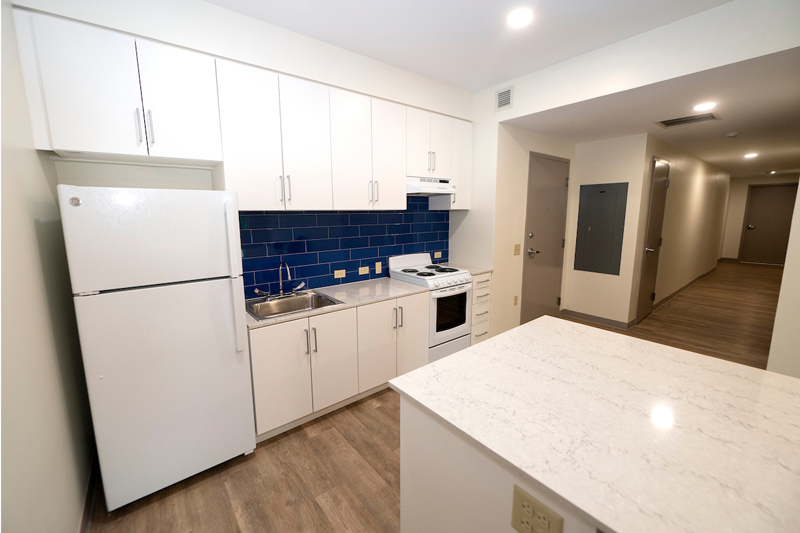 modern white kitchen for students