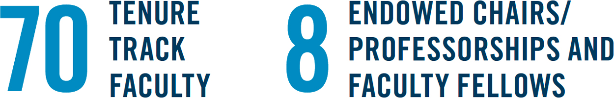 70 Tenure Track Faculty; 8 Endowed Chairs/Professorships and Faculty Fellows typography