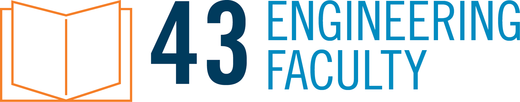 open book icon; 43 Engineering Faculty
