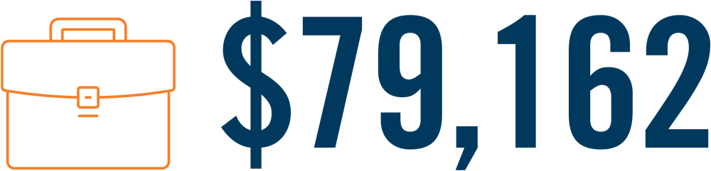 minimalist illustration of briefcase beside the amount $79,162