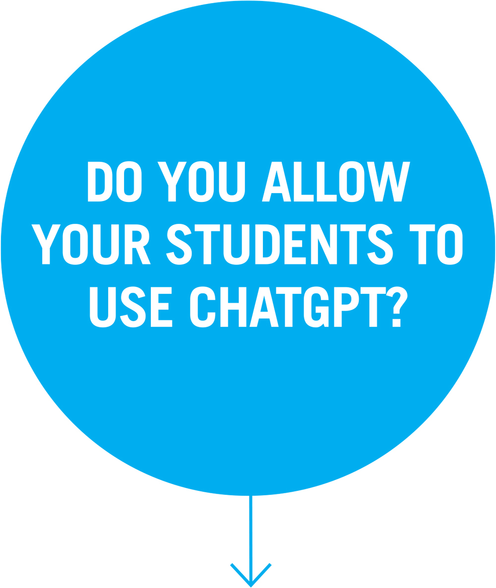 Question 1 text inside blue circle with downward arrow