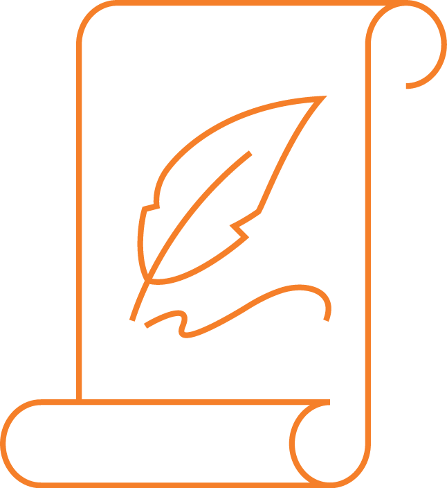 Icon of a quill writing on paper