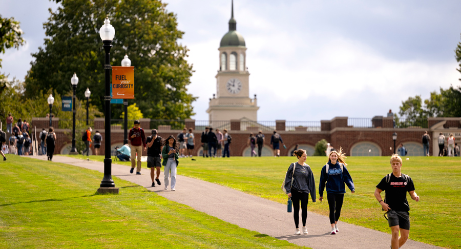 students walking across school courtyard