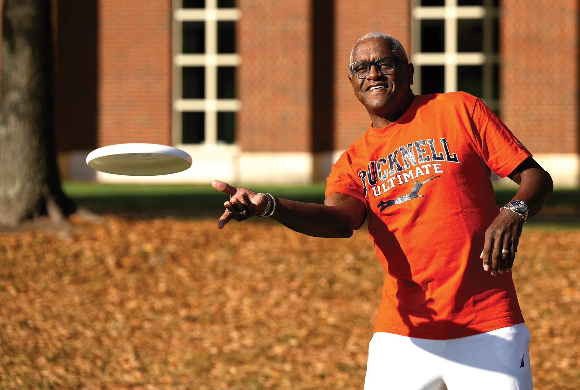 man throwing a frisbee
