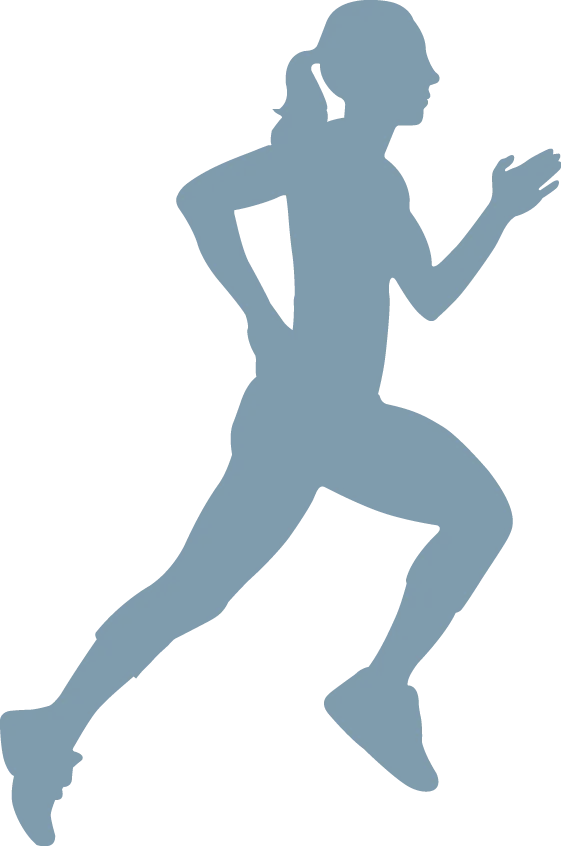 silhouette of woman running