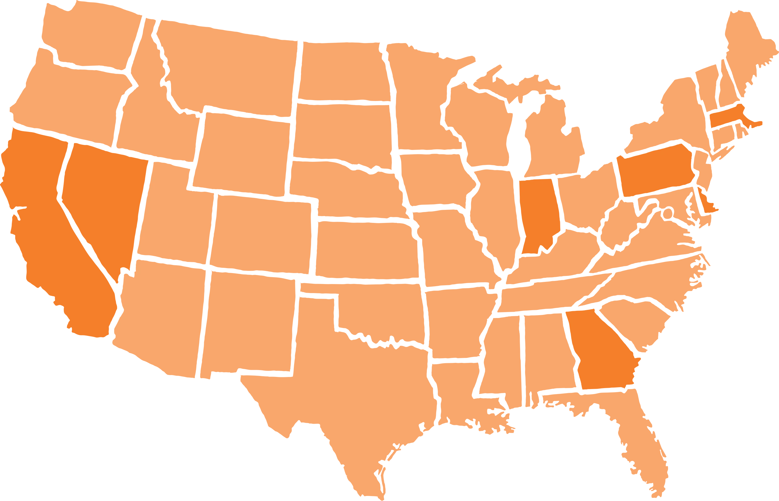 vector illustration of the continental United States