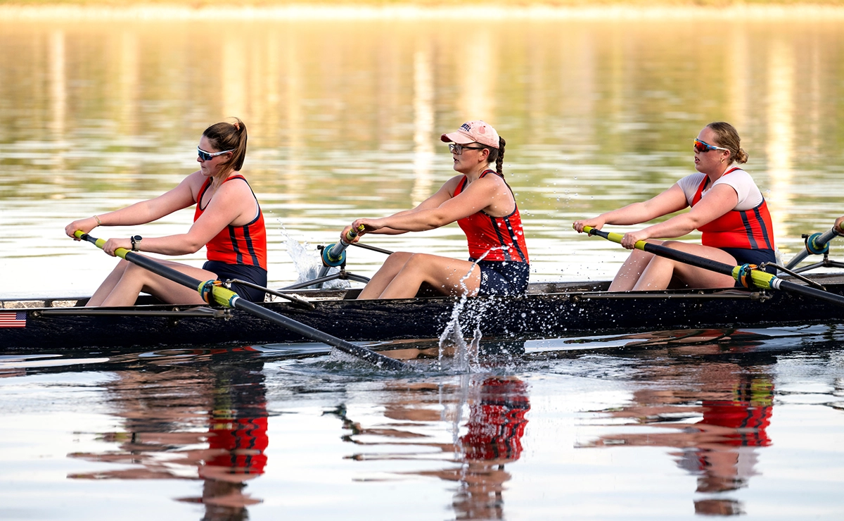 Bucknell rowing team in the water