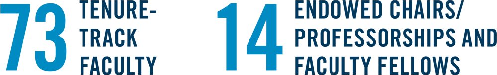 73 Tenure-track Faculty; 14 Endowed Chairs/Professorships and Faculty Fellows