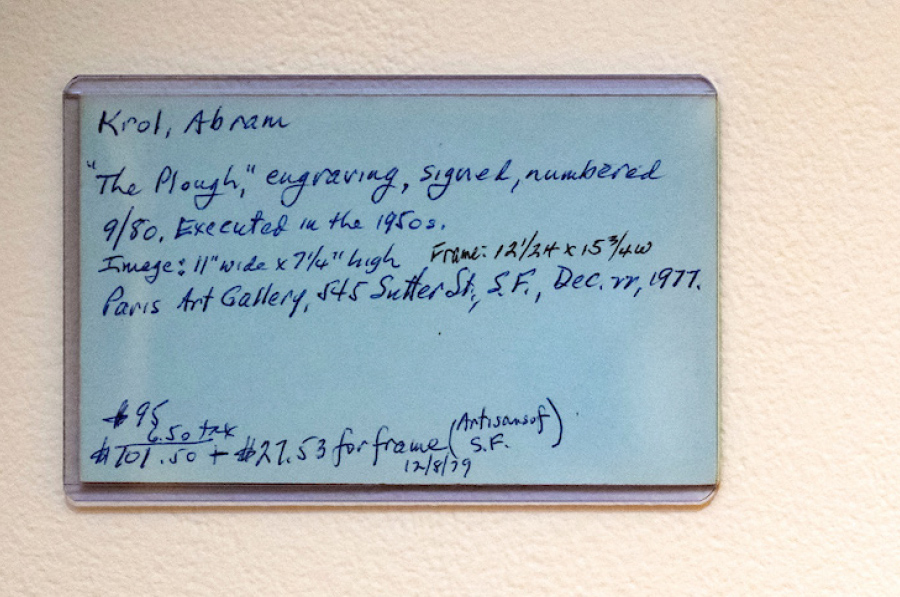 handwritten note on blue paper from the Samek Art Museum