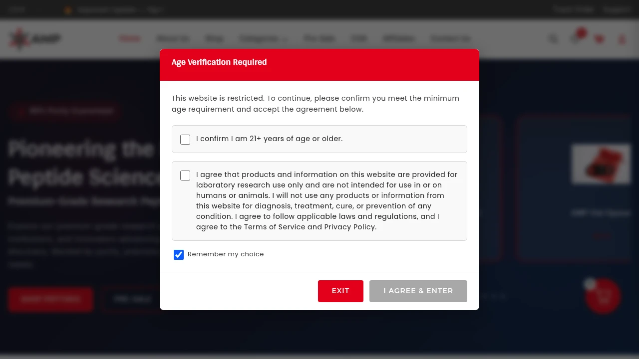 Screenshot of Amplified Amino website