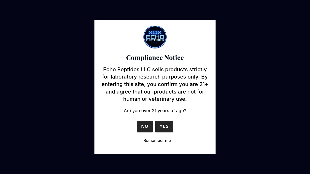 Screenshot of Echo Peptides website