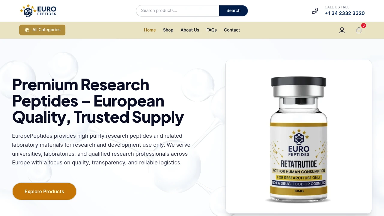 Screenshot of EuroPeptides website