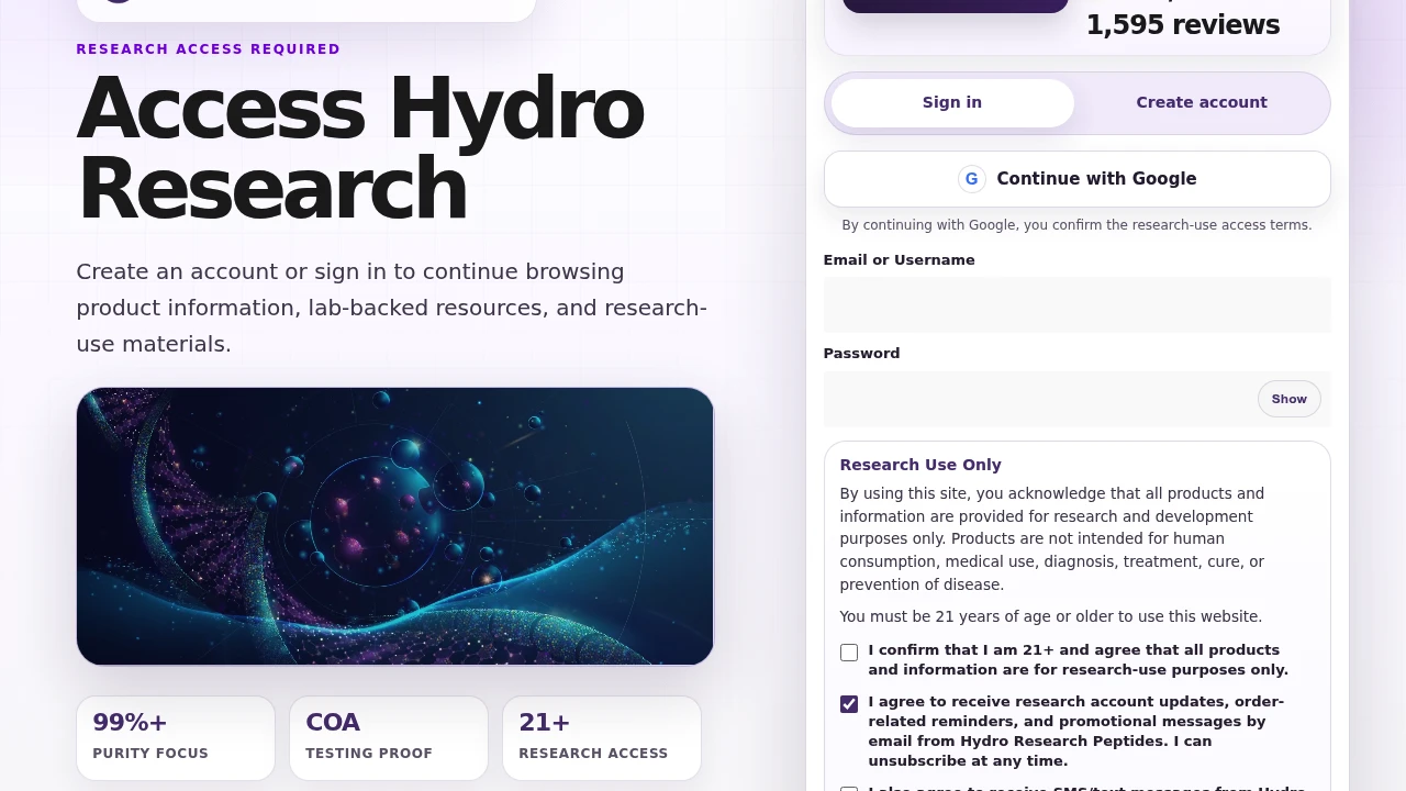 Screenshot of Hydro Research website