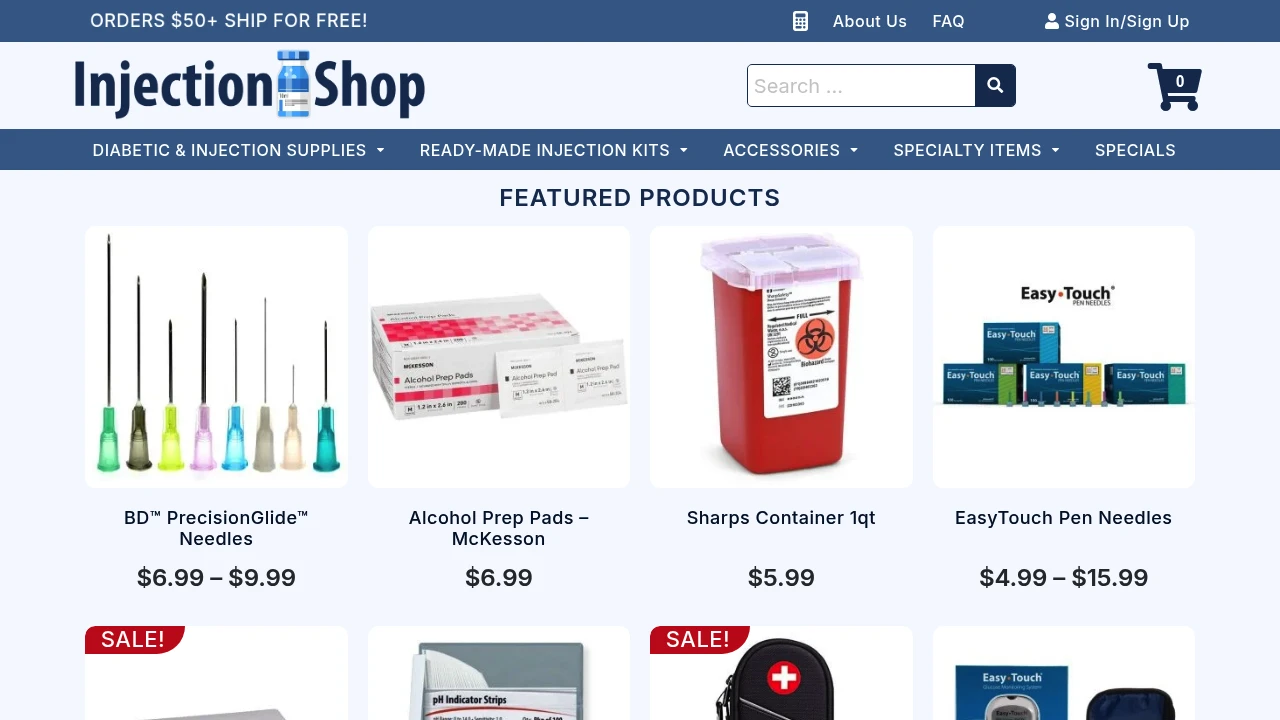 Screenshot of Injection Shop website