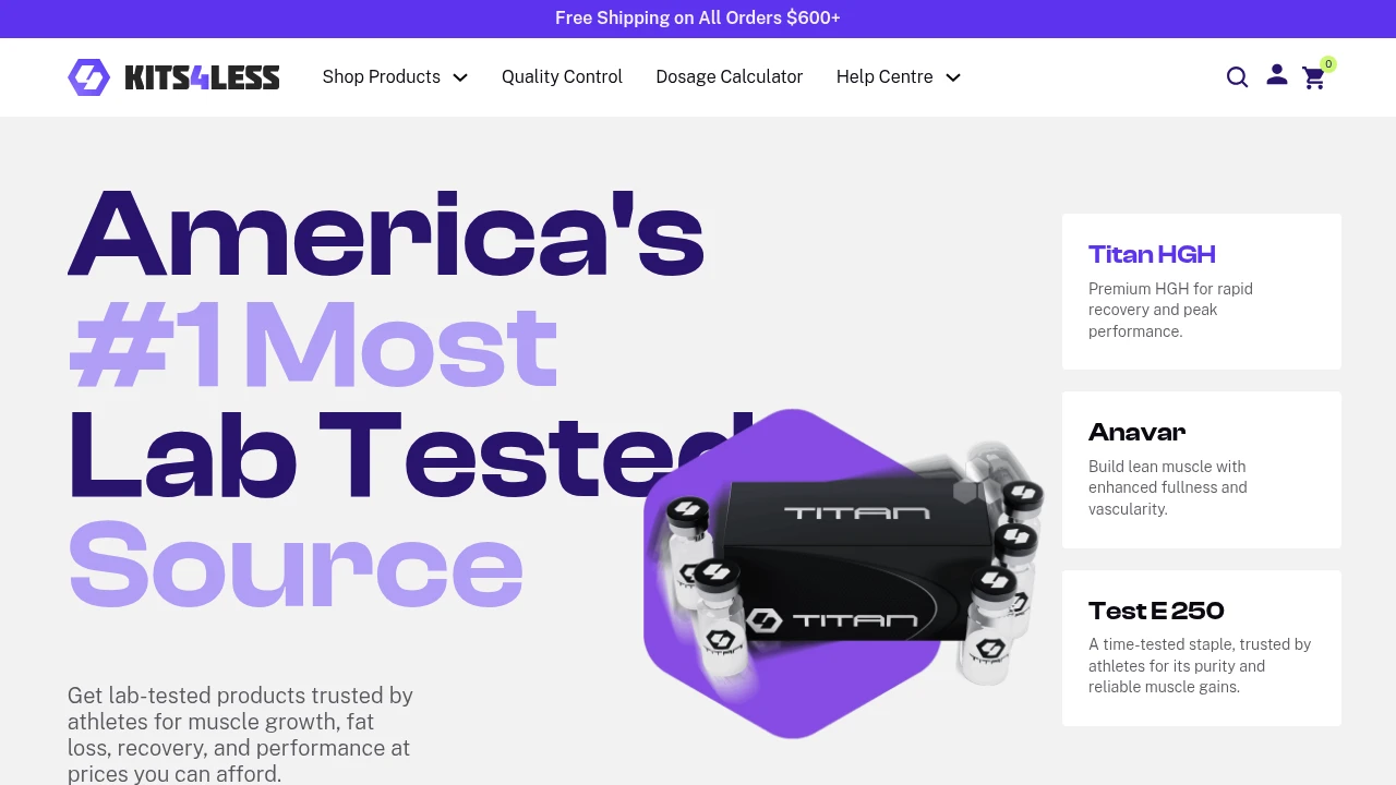 Screenshot of Kits4less website