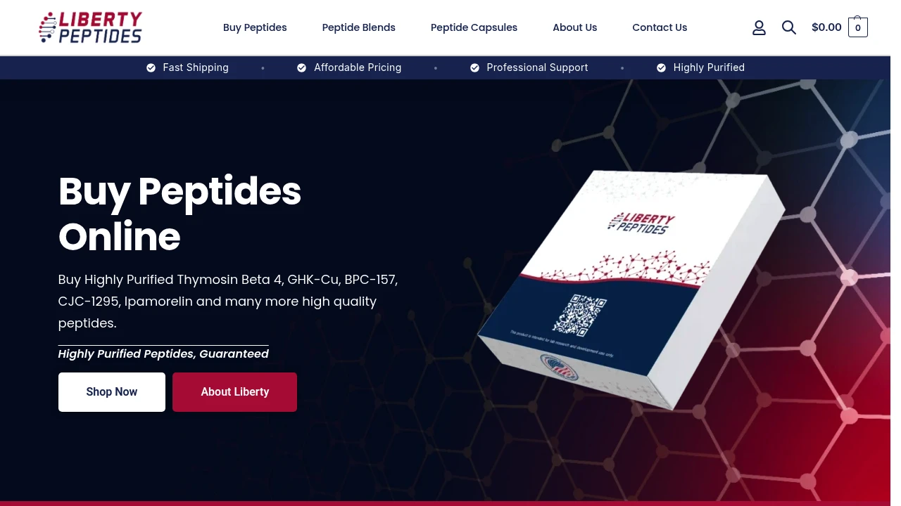 Screenshot of Liberty Peptides website