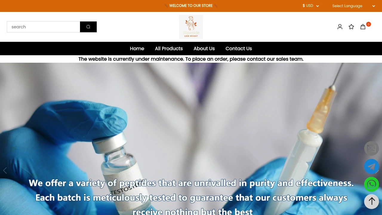 Screenshot of Lili Peptide website