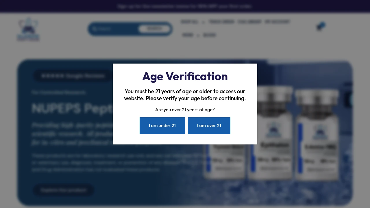 Screenshot of NUPEPS Peptides website