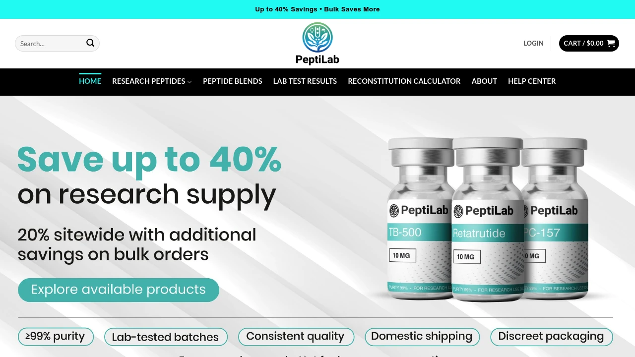 Screenshot of PeptiLab Research website