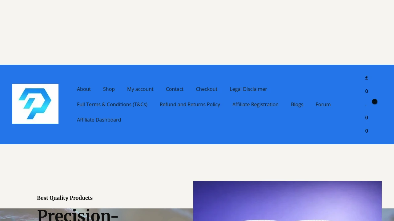 Screenshot of Precision Peptides website