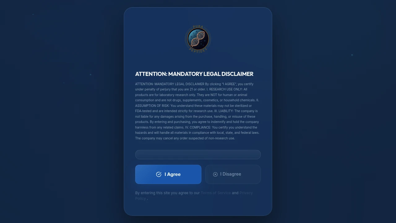 Screenshot of Pura Peptides website