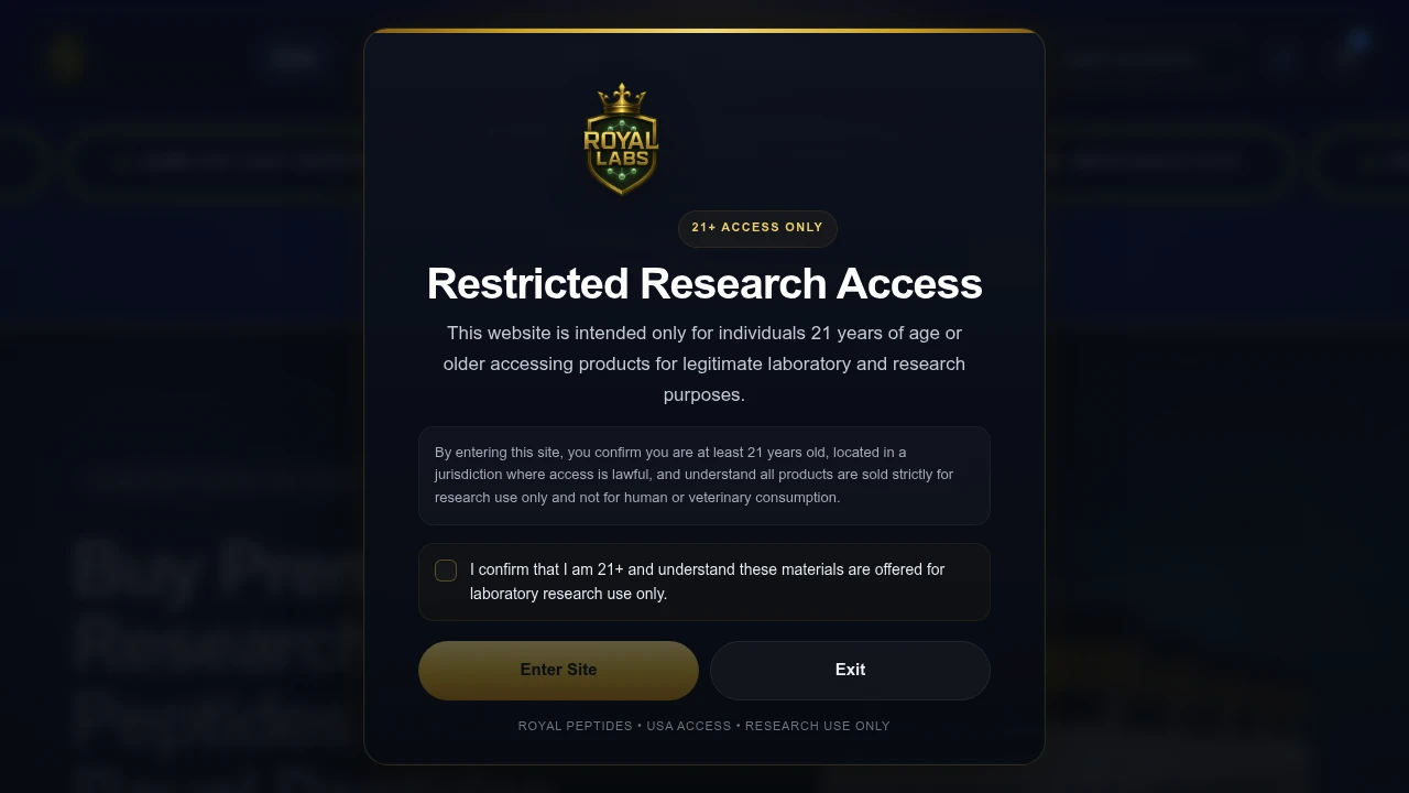 Screenshot of Royal Peptides website