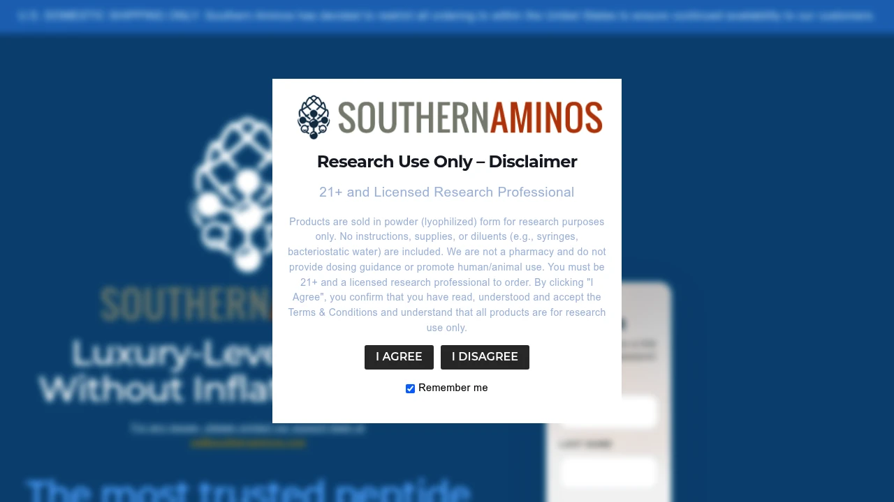 Screenshot of Southern Aminos website