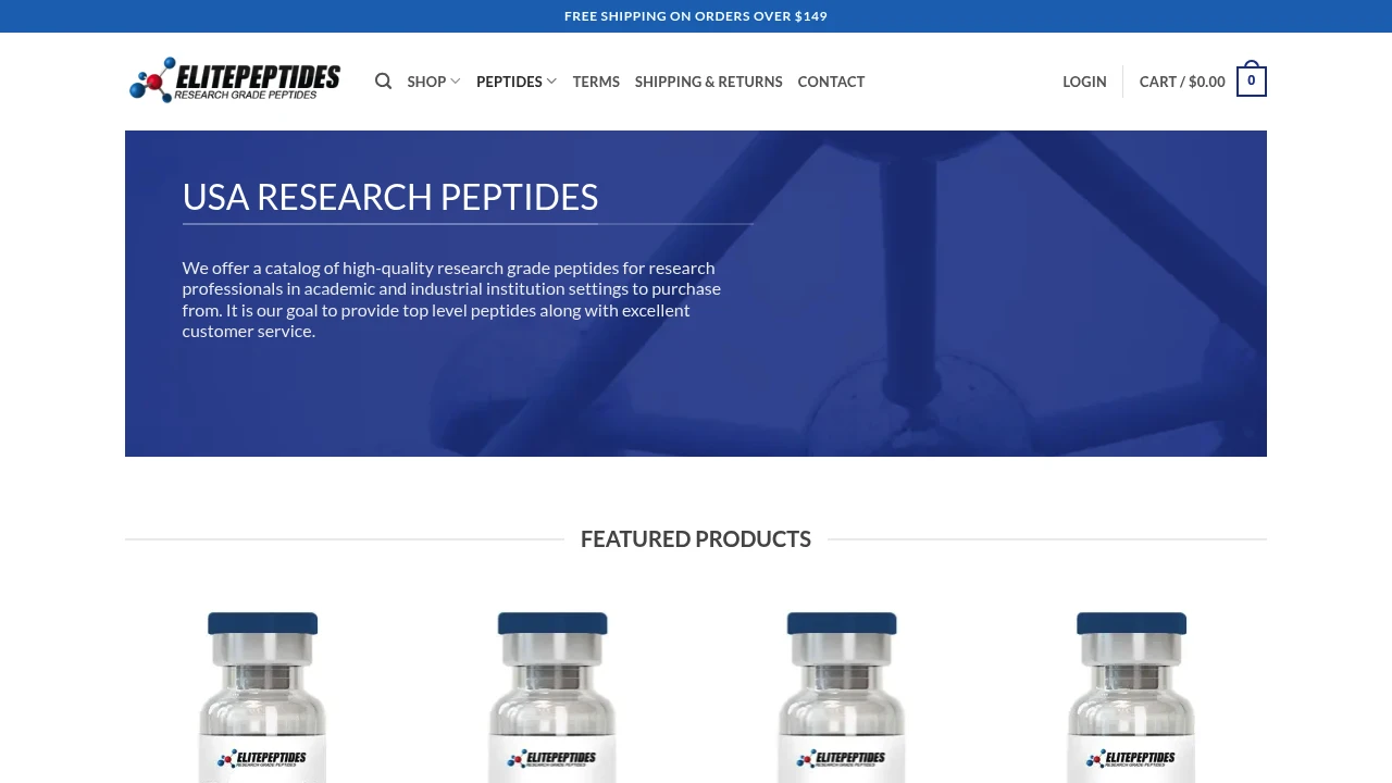 Screenshot of UWA Elite Peptides website