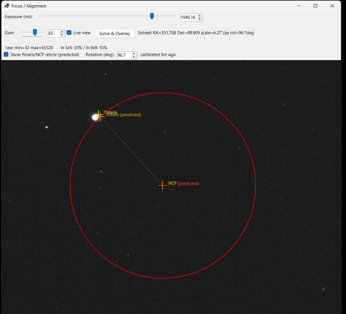Seeing Monitor software focus and alignment mode