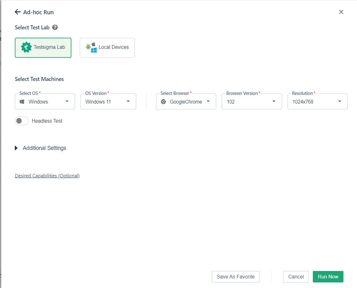 testsigma configuration