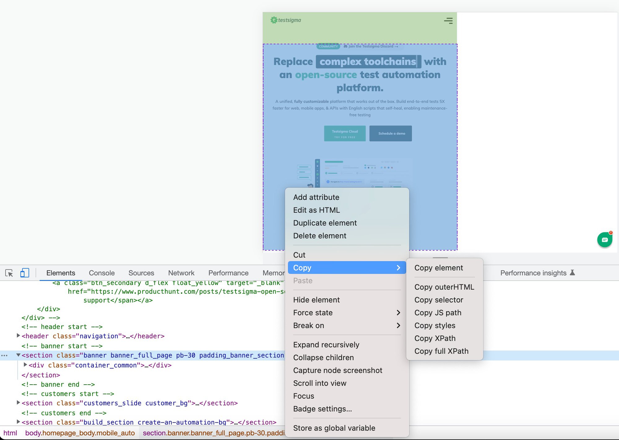 Finding locators and CSS selectors in Google Chrome