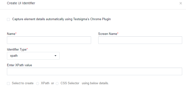 Testsigma’s Create UI Identifier