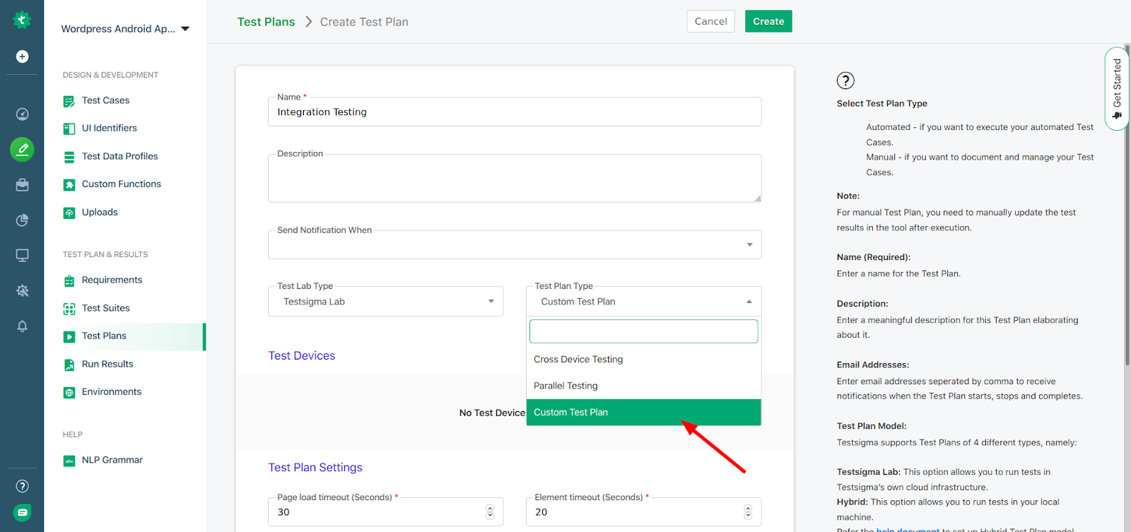 Integration Testing-Test Plan type