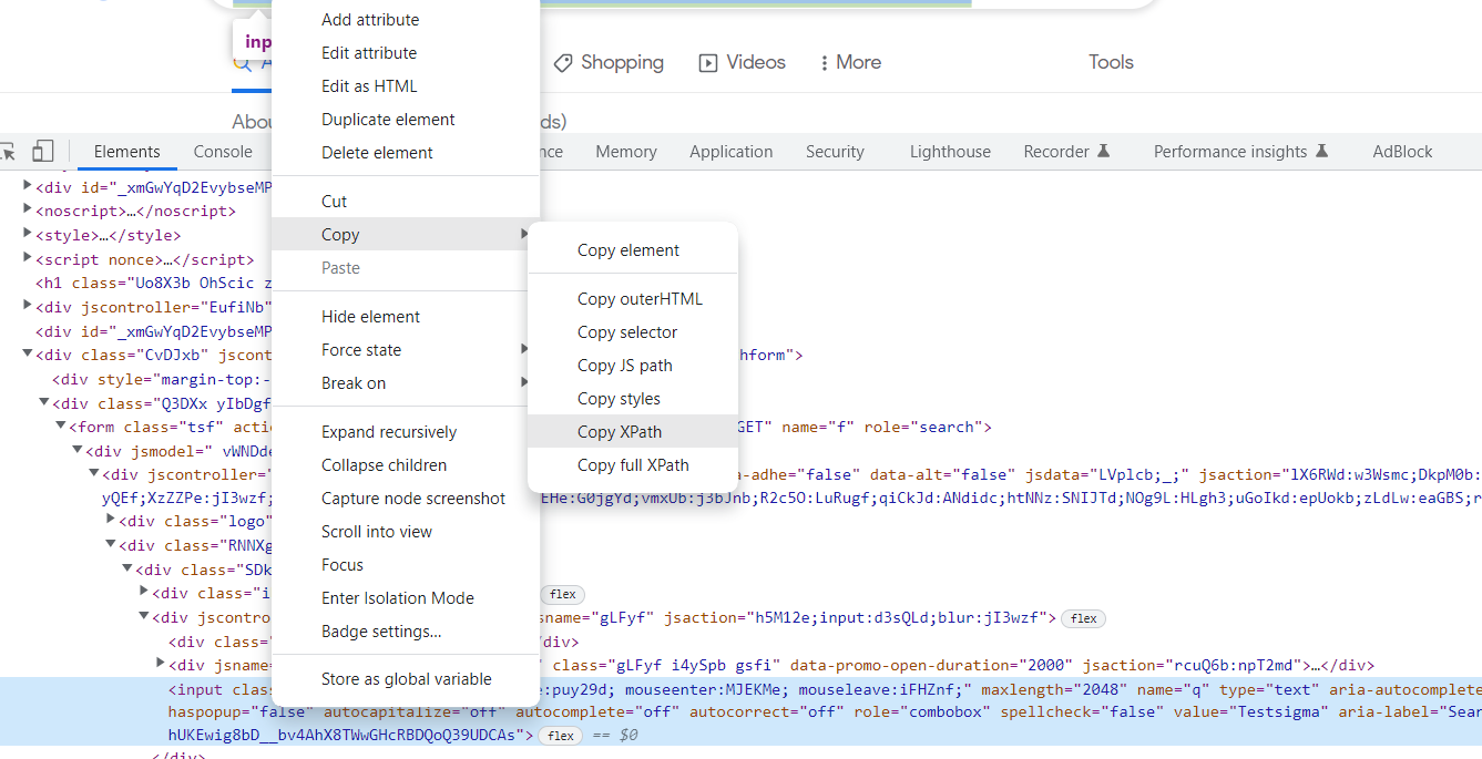 Copy Xpath