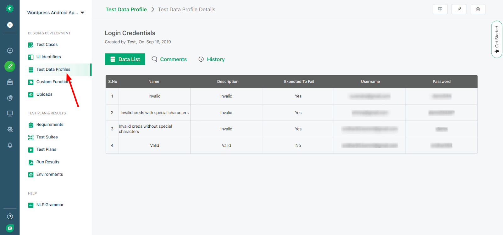 Integration Testing- test data profile