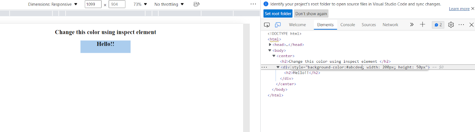 inspect elements: Change Color of  an element