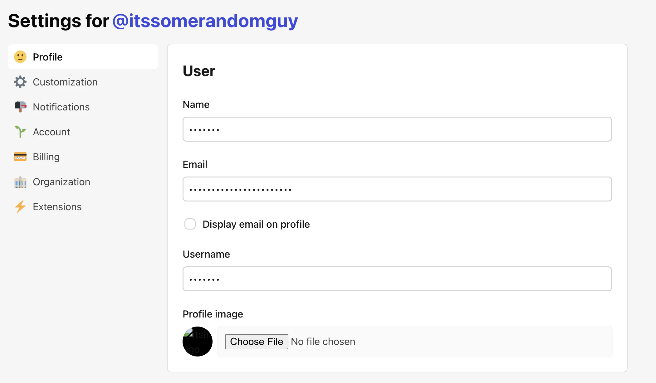 DEV.to Settings page