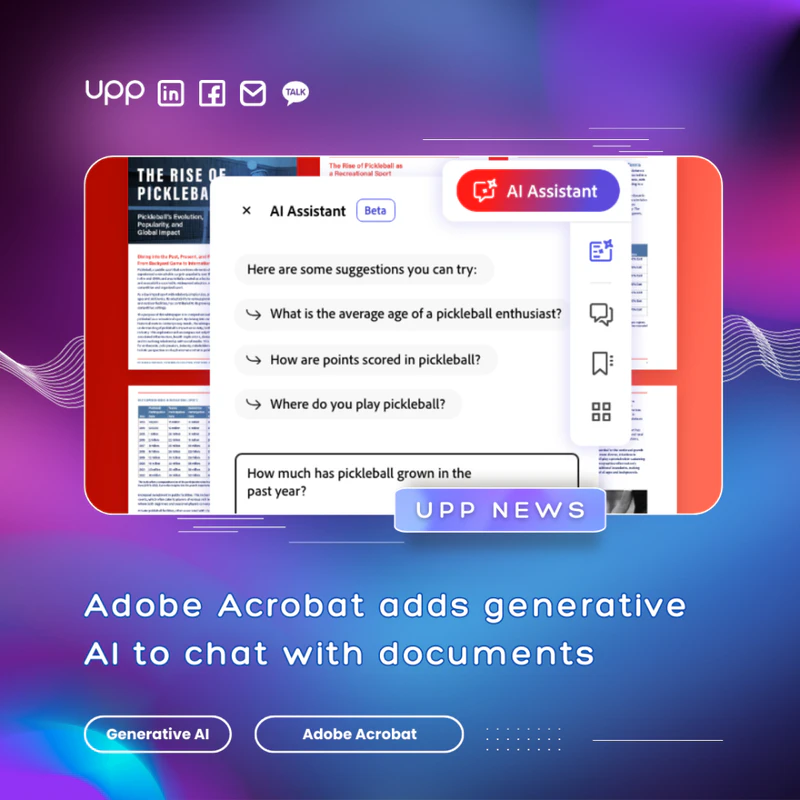 Adobe Acrobat adds generative AI to chat with documents.
