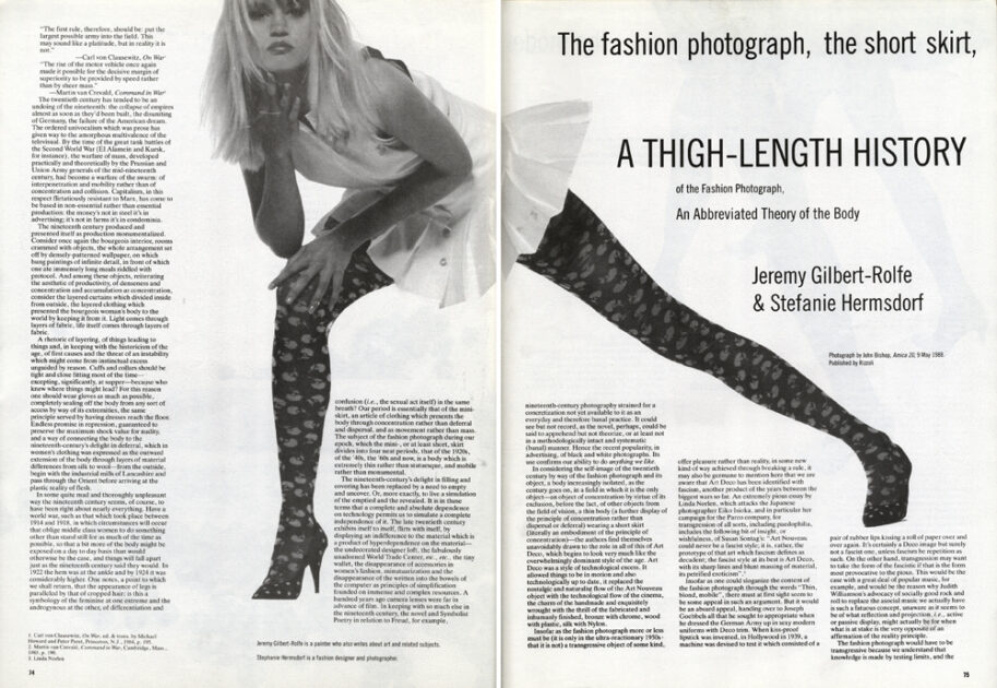 BOMB Magazine | A Thigh-Length History of the Fashion Photograph, An