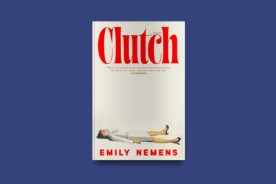 Cover of Clutch bright red letters and a painted woman laying on the floor.