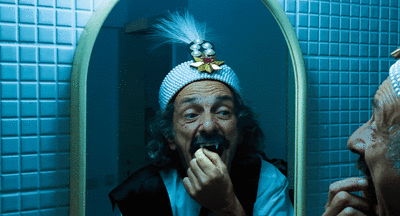 An animation featuring color stills of images from films by the filmmaker Radu Jude.