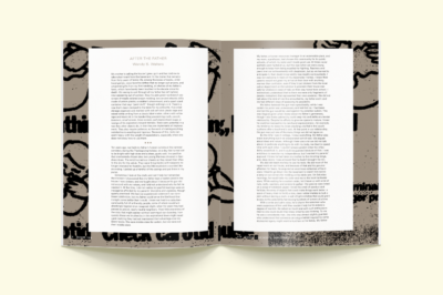 Pages from the print version of Wendy S. Walters's essay "After the Father" as it appears in BOMB Magazine's spring 2021 issue.