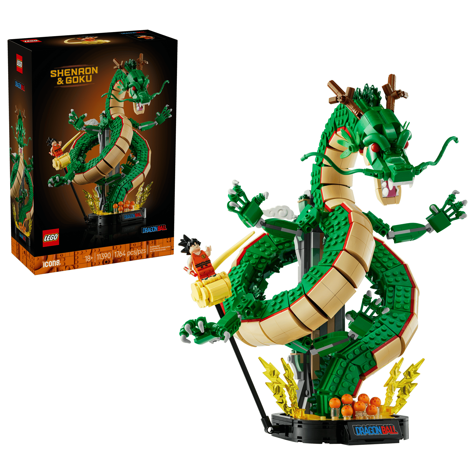 Caja del LEGO Icons Dragon Ball: Shenron & Goku (11390)